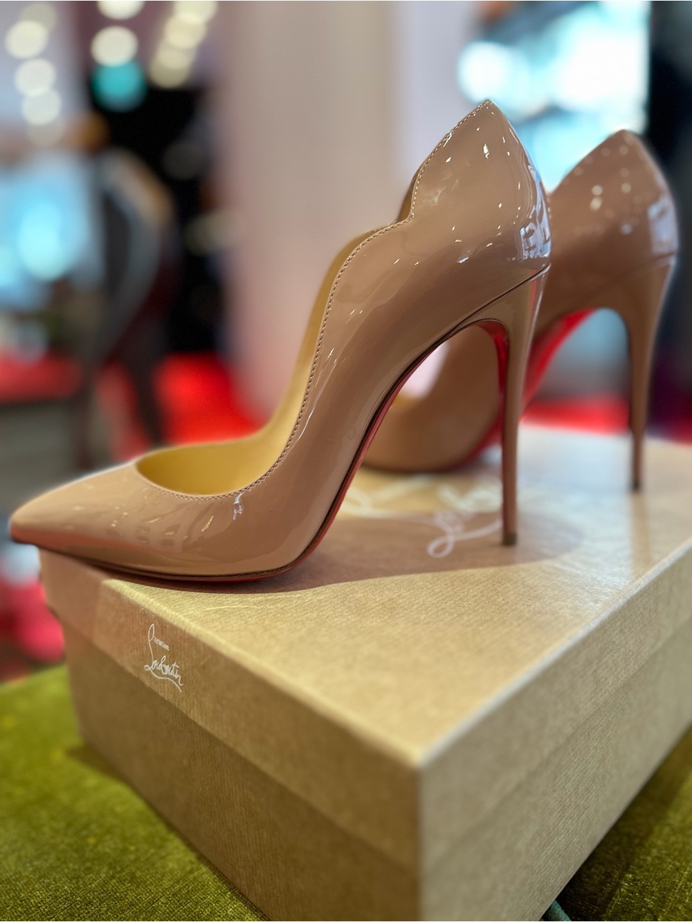 Christian Louboutin Blush Patent Leather Pointed-Toe Stiletto Pumps